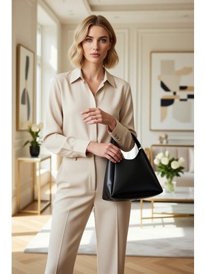 Benerly Kadın Oval Omuz Çanta Dokuma Düz Desen Yavrulu Model Tek Askılı Yapı Iç Bölmeli Düzenleme Şık