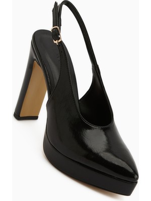 Limoya Ramia Siyah Sivri Burunlu Platform Topuklu Kadın Ayakkabı