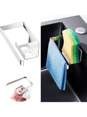 Braventa Collection 2 Adet Metal Bulaşık Sungeri Askısı, Eviye Lavabo Içi Bulaşık Sungeri Askısı, Çok Amaçlı Kanca, Pasl