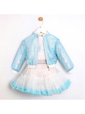 ministok Tina Pul Payetli Ceket Tütü Etekli 3'lü Kız Çocuk Takım