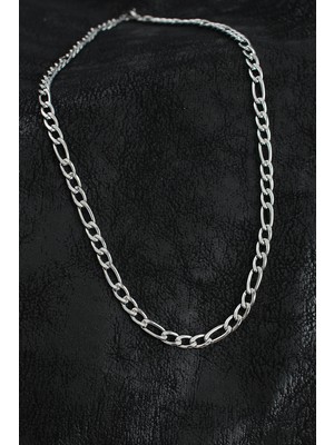 VeraGlobe Buğz 316L Çelik Kalın Figaro Zincir Model Gümüş Renk Erkek Kolye