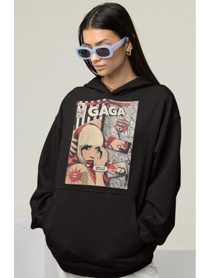 Sevbano Lady Gaga Tasarım Baskılı Unisex Oversize Şarkıcı Hoodie