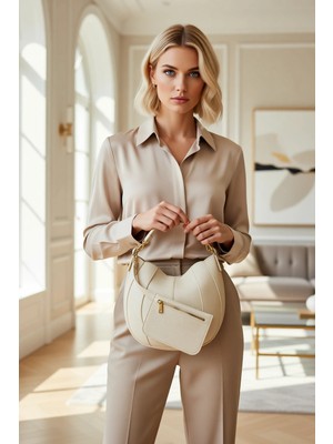 Benerly Kadın Dikişli Dokulu Kese Çanta Ayarlanabilir Omuz Askılı El Çantası Günlük Fonksiyonel Tasarım