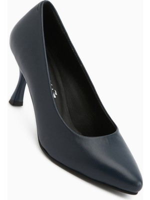 Limoya Kiara Hakiki Deri Lacivert Kadın Topuklu Ayakkabı Stiletto