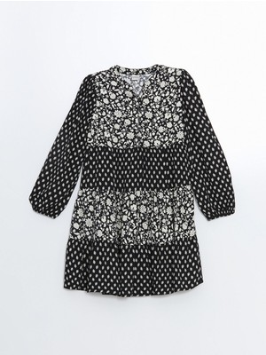 Lc Waikiki Yeni Sezon Bisiklet Yaka Çiçekli Kız Çocuk Elbise