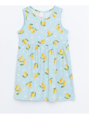 Lc Waikiki Yeni Sezon Bisiklet Yaka Limon Baskılı Kız Çocuk Elbise