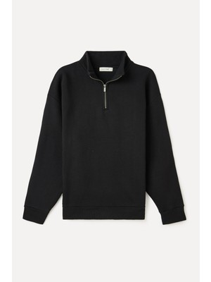 MUDO Fermuarlı Dik Yaka Oversıze Sweatshırt