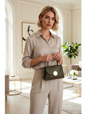 Benerly Kadın Mini El Omuz Çantası Düz Desen Metal Aksesuar Detaylı Şehir Çantası Ayarlanabilir Askılı