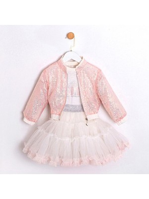 ministok Tina Pul Payetli Ceket Tütü Etekli 3'lü Kız Çocuk Takım