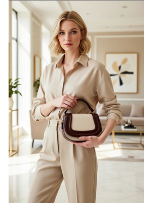 Benerly Kadın Kanvas Dokuma Çıt Kapamalı Kontrast Yarım Ay Omuz Çanta Ayarlanabilir Askılı Estetik