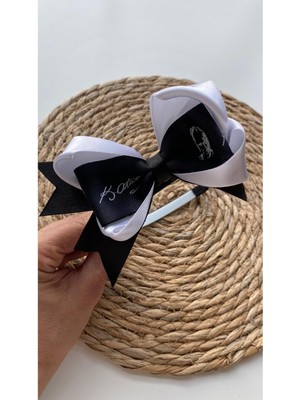 Kirpi Toka Atatürk Imzalı Baskılı 10 Kasım, 29 Ekim Bayramı Siyah Beyaz Kız Çocuk Saç Tacı ve Tokası