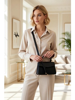 Benerly Kadın Çapraz Askılı Mini Omuz Çantası Düz Desenli Dokuma Yüzeyli Günlük Kullanım Için Şehir Stili