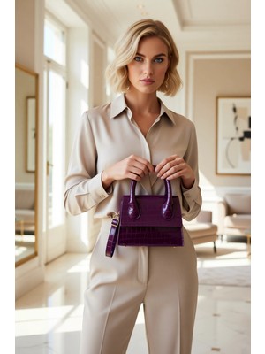 Benerly Kadın Dokulu Mini Çapraz Askılı Üstten Saplı Günlük Kullanım Çok Fonksiyonlu Omuz ve El Çantası