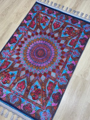 Prayer Rug Dokuma Taban Örgü Püsküleri ve Ipek Kadar Yumuşak Yüzeyiyle Bambu Seccade Namazlık 80X125 cm Hac Ramazan Umre Dini Hediye