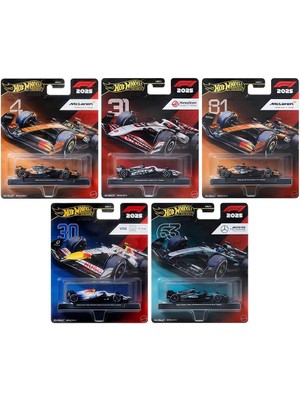 Hot Wheels Premium Formula 1 2025 Seti 5’li 1:64 Diecast Model Arabalar Metal Gövde