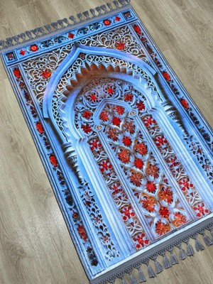 Prayer Rug Dokuma Taban Örgü Püsküleri ve Ipek Kadar Yumuşak Yüzeyiyle Bambu Seccade Namazlık 80X125 cm