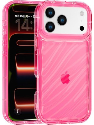 Vissona iPhone 17 Pro Max Uyumlu Telefon Kılıfı Kamera Çıkıntılı Kabartmalı Parlak Desenli Darbe Emici Silik