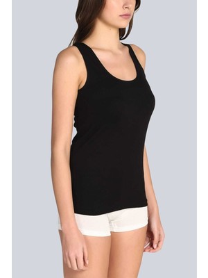 Tutku Kadın Siyah 3'lü Paket Pamuklu Ribana Askılı Atlet-Siyah-S