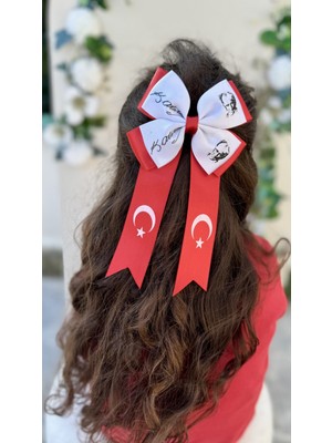 Kirpi Toka Kırmızı Atatürk Imzalı Uzun Cumhuriyet Bayramı 23 Nisan Kız Çocuk Saç Tokası