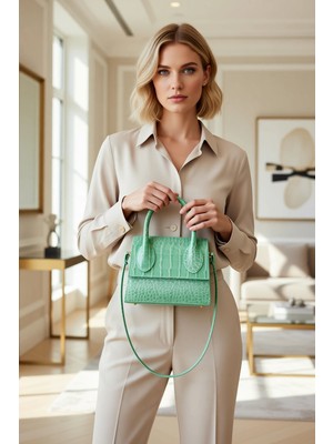 Benerly Kadın Dokulu Mini Çapraz Askılı Üstten Saplı Günlük Kullanım Çok Fonksiyonlu Omuz ve El Çantası