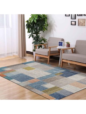 Braventa Collection Latte Dizayn Anelia Desenli Pamuk Tabanlı Yıkanabilen Kaydırmaz Antibakteriyel Salon Halısı 80X150