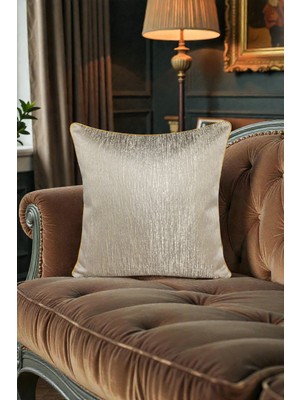 Visionario Kırlent Kılıfı Çizgili Desenli Jakarlı Dokuma Kumaş 45X45 Çift Taraflı Biyeli