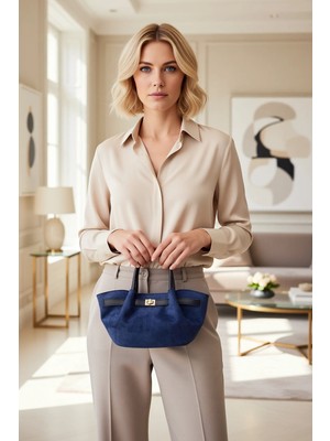 Benerly Kadın Görünümlü Çapraz Askılı El Omuz Mini Çanta Dokuma Materyal Düz Desen Kilitli Kapama