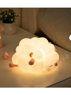 Sevimli Koyun Lamba Renkli Şarj Edilebilir Dokunmatik Gece Lambası 3 Kademeli Çocuk Gece Lambası