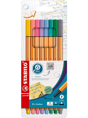 Braventa Collection Stabılo Point 88 - Ince Keçe Uçlu Kalem - 8'li Paket - Çeşitli Tonları