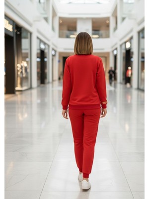 Merlavin Kadın Kırmızı Tavus Kuşu Işlemeli Iki Iplik Takım