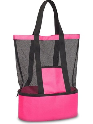 Braventa Collection Plaj Çantası Soğutucu Bölmeli Seyahat Çantası Termal Piknik Kamp Çantası Outdor Çanta (Pembe) (Pembe