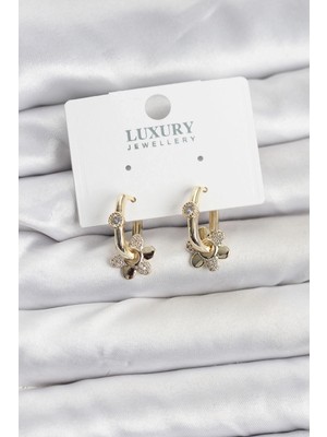 VeraGlobe Buğz Zirkon Taşlı Pirinç Kadın Göçmen Küpesi