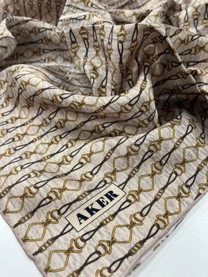 Aker Jakarlı Ipek Eşarp - 8985713-931 Bej Twill