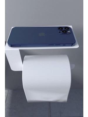Braventa Collection Metal Beyaz Telefon Raflı Tuvalet Kağıtlık, Wc Kağıtlık ve Tuvalet Kağıtlığı