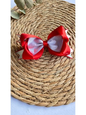 Kirpi Toka Yeni Yıl Özel Kırmızı-Beyaz Fiyonk Klipsli Yılbaşı Özel Fiyonk Noel Christmas Temalı Saç Tokası