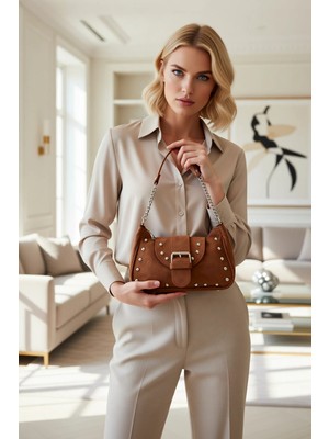 Benerly Kadın Kroko Desenli Troklu Tokalı Omuz Çantası Zincir Askılı Fermuarlı Geniş Iç Hacimli Dokuma