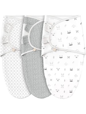 Braventa Collection MINUCHE%100 Pamuk 3'lü Bebek Kundak ve Uyku Tulumu - Ergonomik Yenidoğan ve Bebek Kundak, 0-3 Ay