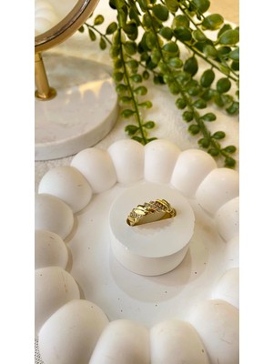 Vıp 14K Xuping Taşlı Yatay Çizgiler Yüzük