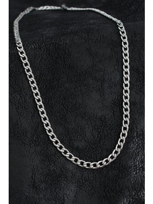 VeraGlobe Buğz 316L Çelik Kalın Klasik Zincir Model Gümüş Renk Erkek Kolye