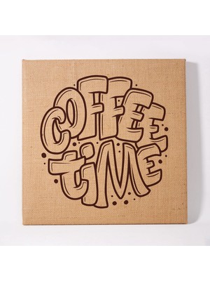 Braventa Collection Kahve Vakti Tasarımlı Tablo - 40X40 Cm, Doğal Dokulu Hasır