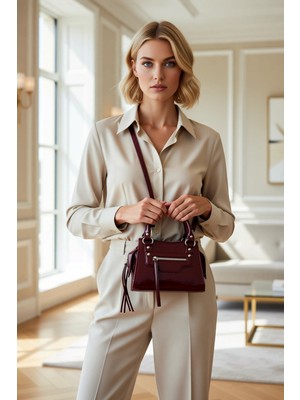 Benerly Kadın Çapraz Askılı Mini Tote Çanta Düz Desen Günlük Kullanım Çok Fonksiyonlu Omuz Askılı