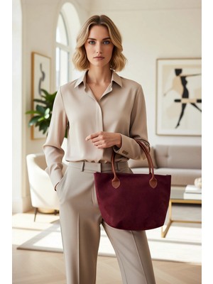 Benerly Kadın Görünümlü Maksi Tote Omuz Çantası Fermuar Kapanış Geniş Iç Hacim Günlük Kullanım