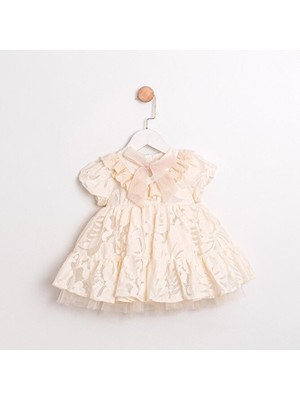 ministok Fiyonklu Dantel Detaylı Kız Bebek Elbisesi