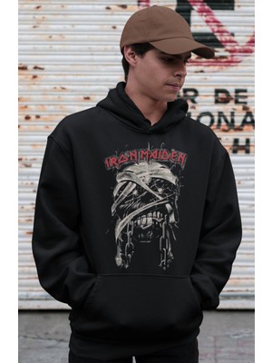 Sevbano Ironmaiden Rock Metal Baskılı Unisex Oversize Müzik Grubu Hoodie