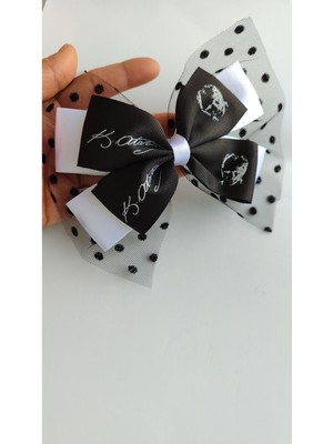 Kirpi Toka Siyah Kemal Atatürk İmza Baskılı Kuyruklu Toka 10 Kasım 29 Ekim Cumhuriyet Bayramı Saç Tokası