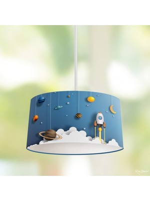 Braventa Collection Bulutlar ve Uzay Mekiği Çocuk Sarkıt Avize