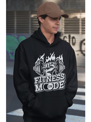 Sevbano Fitness Mode On Bodybuilding Gym Baskılı Unisex Oversize Sporcu Hoodie