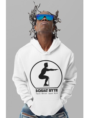 Sevbano Tasarım Squat Ryte Bodybuilding Fitness Baskılı Unisex Oversize Gym Sporcu Hoodie