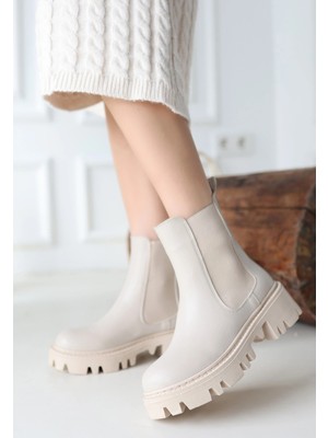 Erbilden Ninle Bej Cilt Topuklu Bot