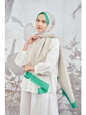 Armanda Zincir Monogram Desenli Şal 3042-TAŞ Benetton